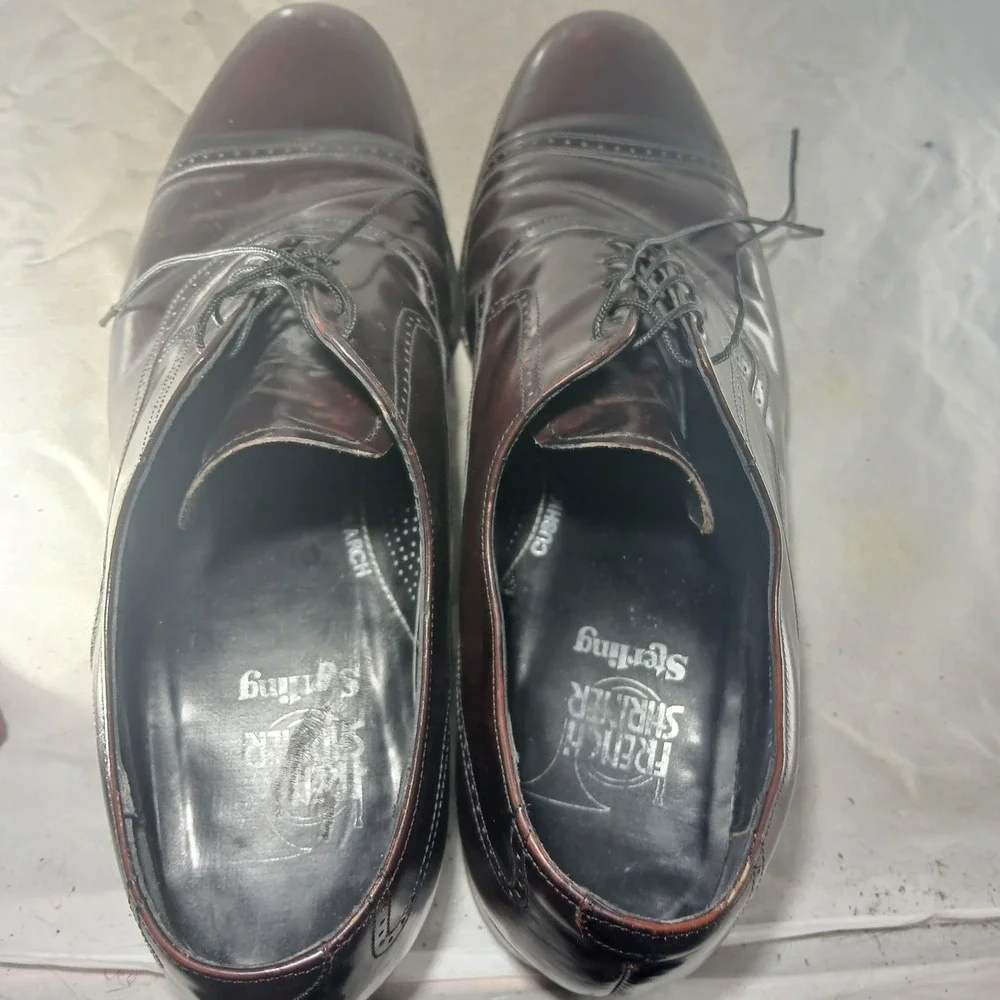 French Shriner Sterling Mens 11.5 B Burgundy Leather Cap Toe‎ Oxford Dress Shoes